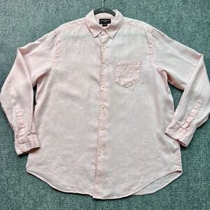Black Brown Linen‎ Pink Shirt Mens Large Long Sleeve Black Button Up Collared